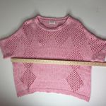 Fate Pink Marled Open Knit Short Sleeve Sweater Small Crochet Pullover Layering Photo 8