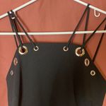 90s VINTAGE GROMMET LITTLE BLACK MIDI DRESS HIGH NECK Photo 1