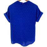 NO BRAND Royal Blue Swiss Dot Short Sleeve Blouse Size Small Business Casual Photo 3