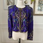 Vintage 80s Hudson’s Silk Purple Gold Bling Cropped Bolero Jacket S M Size M Photo 1
