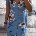 Trixxi Boutique Blue Floral Print Bottom Down Maxi Dress  Photo 0