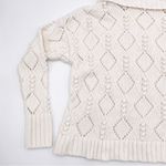 Loft Turtleneck Sweater Diamond Bobble Pattern Women Size XS White Cream Winter Photo 8