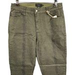 Ted Baker Green Crocodile Effect Skinny Pant Modern Edgy Reptile Glam Size 29 Photo 1