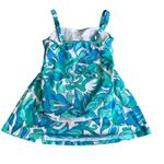 Swim Dress Cover Up Medium Blue Green Floral 80s Mod Style Cute Photo 7