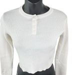 Brandy Melville Y2K Cropped Henley Style 1/4 Button Ribbed Top Ivory Women’s S Photo 1