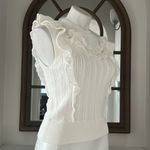 AQUA Bloomingdale’s Ruffle Trim Crochet Top in Ivory, Size XL New w/Tag Photo 5