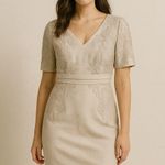 Antonio Melani Beige Lace Jacquard Sheath Dress 6 Champagne Career Semi Formal Photo 0