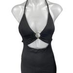 Princess Polly Black Sleeveless Cutout Halter Tie Backless Mini Bodycon Dress 4 Photo 0