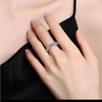 Anthropologie Tiffany Style Gold and Silver Women's Ring 9.25 Sterling Silver & Moissanite Photo 3