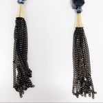 Gold Diamond & Black Chain tassel dangle earrings Photo 4