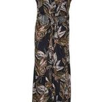 American Eagle Women's Tropical Ring Front Jumpsuit Black Gray Sz Medium Cotton Photo 0