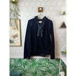 Saturday Sunday by Anthropologie Navy Velvet Faux Wrap Hoodie Photo 1