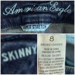 American Eagle  AEO Dark Wash Skinny Crop Raw Hem Mid Rise Jeans Size 8 Short Photo 6