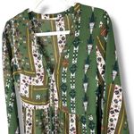 Altar'd State  Olive Green Multi Boho Print Long Sleeve V-Neck Tiered Maxi Dress Photo 3