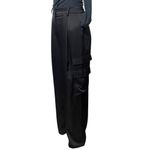 Shoe Dazzle Black Satin Wide Leg Baggy Cargo Pant Size Small Photo 3