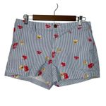 Old Navy  Women's Floral White Pinstripe Blue Shorts Sz 8 Casual Summer Vacation Photo 1