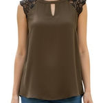 EXPRESS  Army Green Open Back W/Tie Eyelet Sleeves‎ Top NWOT XS Photo 0