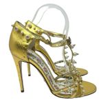 Gucci Regina Metallic Pearl Studded Bee Adorned Sandals Gold Size 38 Photo 0
