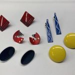 Dress Up Lot Of 5 Pierced Costume Earrings / Studs Colorful Mix - Red Yellow Etc Photo 0