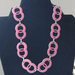 Pretty in Pink Silver and Pink Link Necklace Earrings Set Photo 2