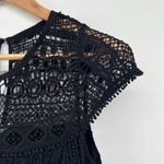 Anthropologie NEW  Maeve Cap Sleeve Cotton‎ Crochet Tunic Dress Black Small Party Photo 5