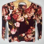 Talbots Sweater Merino Wool Womens Size Large Wine Floral Long Sleeve Shirt Fall Photo 0