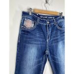 Ed Hardy Dark Wash Blue Denim Cotton Blend Zip Fly Jeans Women's Size 16 Photo 4