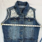 Rue 21  Blue Denim Vest with White Lace Photo 4