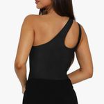 Double Strap One Shoulder Black Bodysuit Top Size M Photo 1
