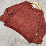 NWT BiBi Chenille Fringe Longsleeve Sweater Boho Western in Vintage Brick XL Orange Photo 0