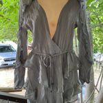 Elegant Gray Ruffled Jumpsuit Size M Photo 0
