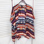 Angie Southwestern Aztec Elephants Print Open Front Kimono Topper Medium Photo 5
