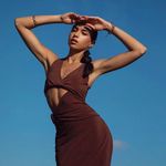 ZARA  dress fitted bodycon Brown Cutout Midi Party Wedding Coctail Photo 2