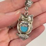 Silver Tone Turquoise Owl Pendent Necklace Photo 5