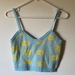 Princess Polly blue & yellow floral sweater crop top Photo 0