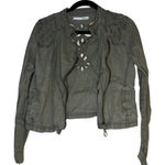 Maurice's 266. Maurice’s Olive Green Cut-Out Moto Jacket | Size Medium | Stylish Outerwear Photo 0