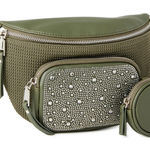 Madden NYC Olive Green Rhinestone crossbody Women's Bag Set. Photo 0