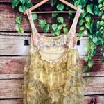 For Love & Lemons Vikki Maxi Dress Large Tiered Floral Ruffles Lace Sheer Yellow Photo 10