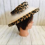 Vintage Women’s Cheetah Feather Hat Black Photo 4