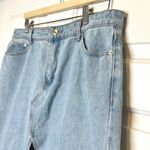 Edikted Light Wash Denim Maxi Skirt Front Slit Raw Hem Size XL Photo 1