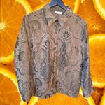 Marsh Landing Tan Tapestry Style Heavyweight Button Down Blouse Size Large Photo 0