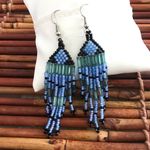 Blue Glass Seed bead Dangle/Drop Earrings Photo 2