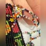 Mexican Hand Beaded Peyote Stitch Artisan Belt Floral Bird Glass Beads Folk Art Blue Photo 5