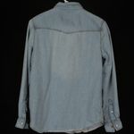 Mango MNG  Distressed Light Denim Pearl Snap Button Down XS Photo 1