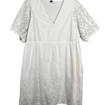 Old Navy White Babydoll Fit Cutout Lace Trim V-Neck Dress XL Bridal Graduation Photo 0