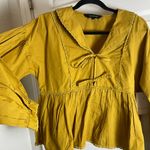 Calligraphie peplum blouse in a mustard yellow/mustard woman’s top Size small Gold Photo 5