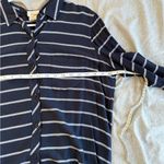 Andrea Jovine Blue Button Down Shirt Top Medium Business Casual Classic Striped Photo 5