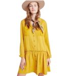 Maeve  Golden Mustard Yellow Tiered Marlie Mini Button Down Shirt Dress Size 0P Photo 1