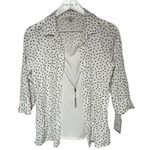 Croft & Barrow  Polka-dot  Button-Up W/Built-in Cami and necklace NWT Petite SML Photo 1