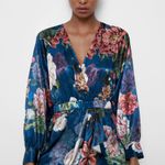 ZARA NWT Satin Effect Short Jumpsuit Floral Print Photo 4